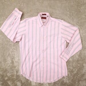 Chaps Ralph Lauren‎ Vintage Pink Striped Button Up Dress Shirt Men's size 16-33